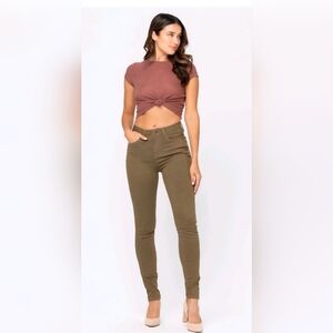 Judy Blue High Rise Skinny Fit Jeans Olive Military Green Stretch 7/28 NEW